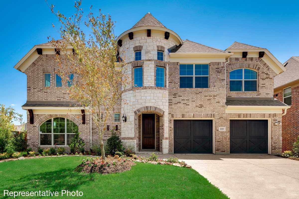 Upgrade Elevation F (Optional: Stone, Wood Veneer Garage Doors)