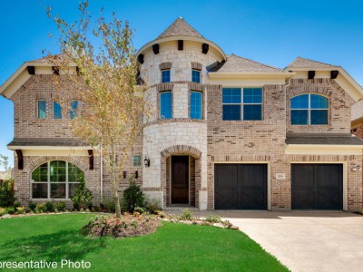 Upgrade Elevation F (Optional: Stone, Wood Veneer Garage Doors)