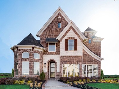 Texas Farmhouse Elevation (F) Optional: Stone, Metal Roofing